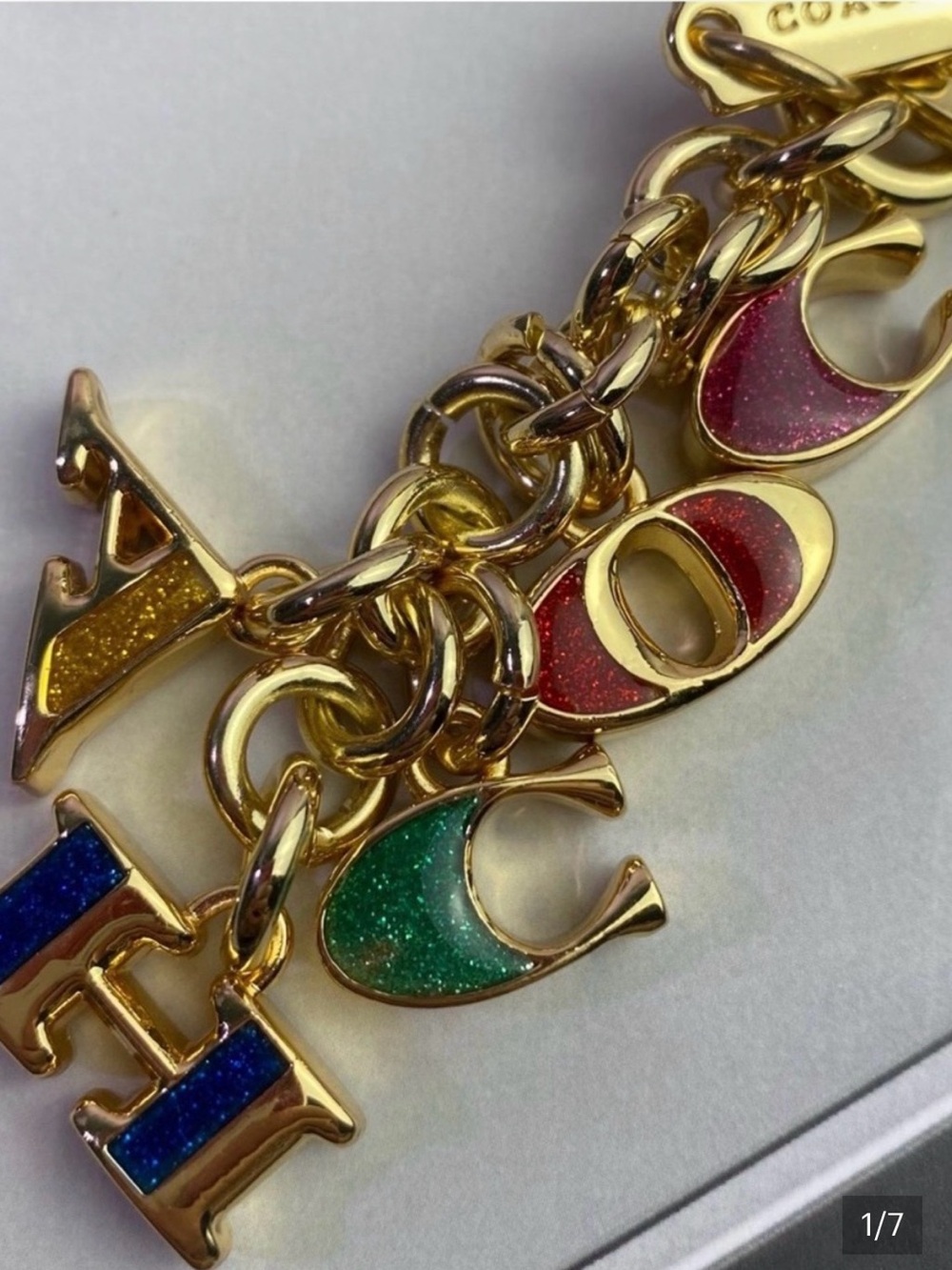 COACH Multicolor Letter Charm Pink, Green, Blue, Yellow BN
